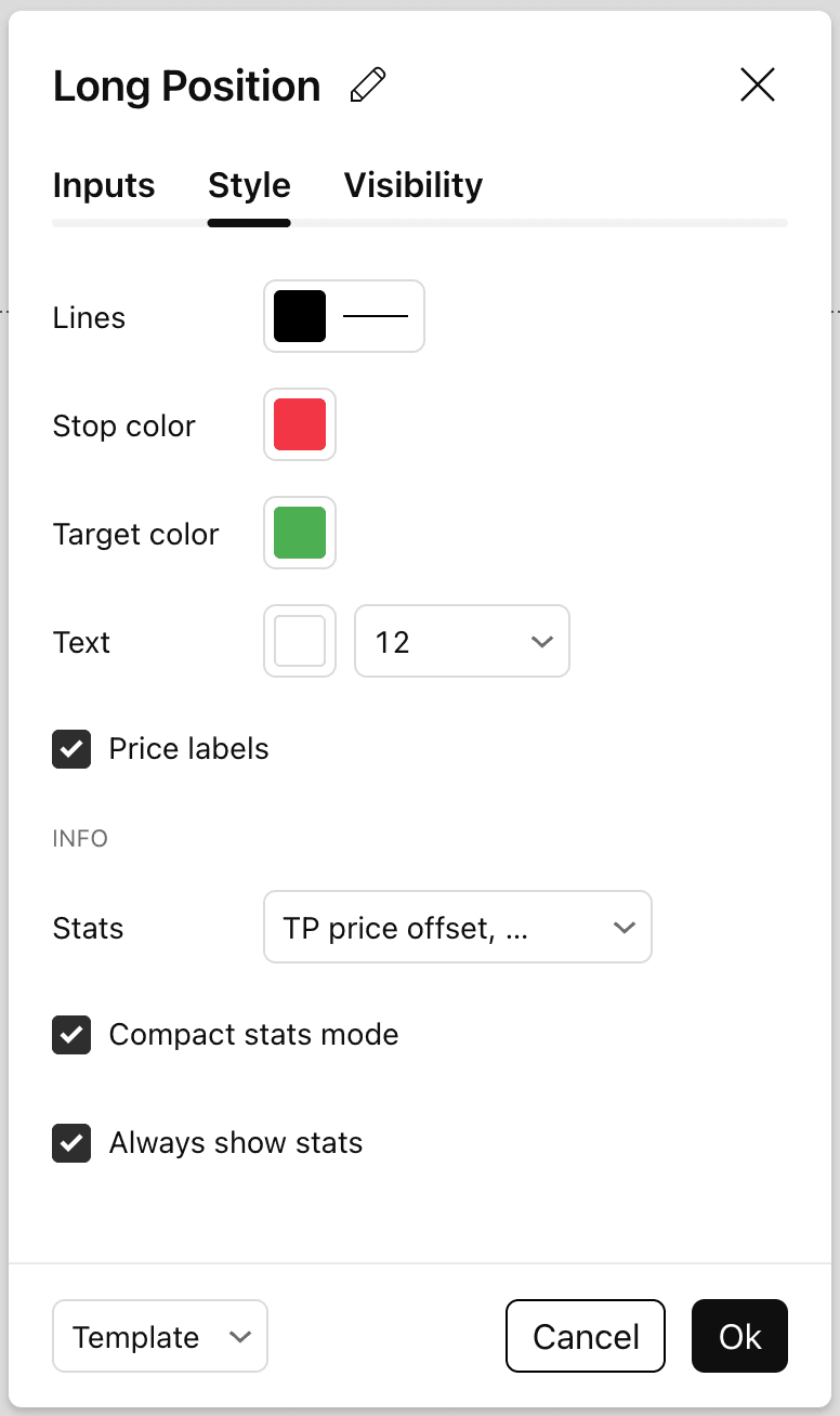 PnL tool showing the required settings for data extraction